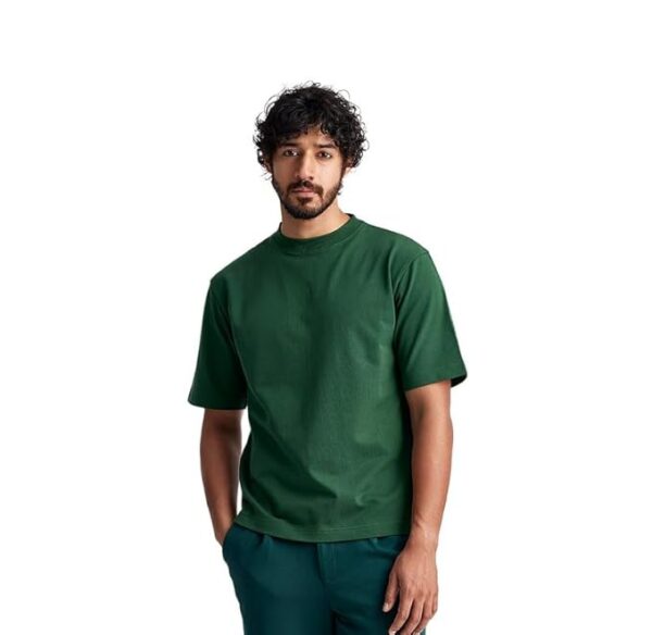 Green Men's Cotton Casual T-Shirt Comfortable, Relaxed Fit, Crew Neck
