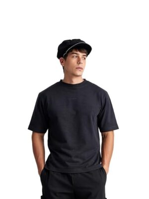 Black Men's Cotton Casual T-Shirt Comfortable, Relaxed Fit, Crew Neck