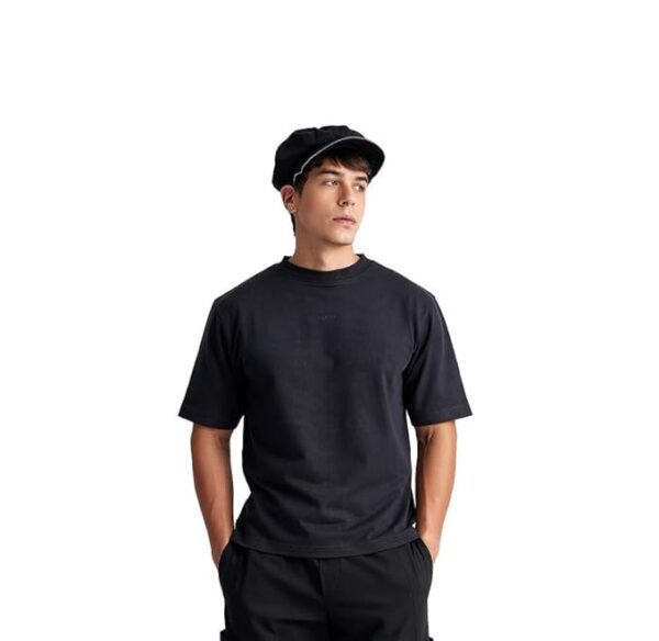 Black Men's Cotton Casual T-Shirt Comfortable, Relaxed Fit, Crew Neck