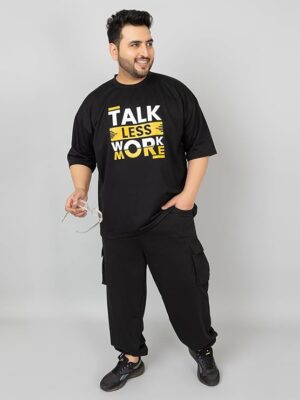 Black Men PlusSize Casual Summer Track Suit Co-ord Sets