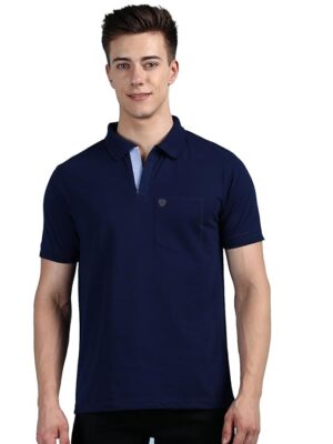 Blue Men's Half Sleeve Soild Casual Regular Fit T-Shirt