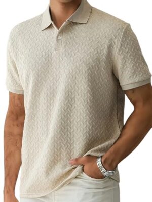 Beige Men's Polo T Shirt for Men | Polyester Blend | Regular Fit