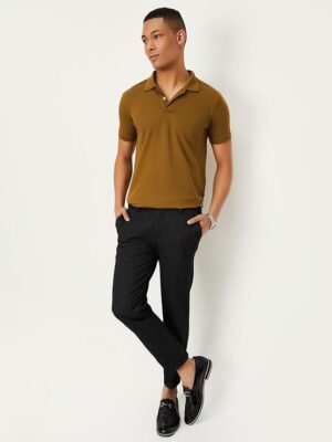 CAMEL Men's Half Sleeves Relaxed Fit Polo Neck T-Shirt