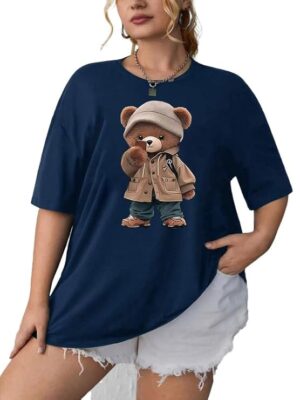Blue Oversize Tshirt Baggy for Women Cotton Casual Stylish Latest