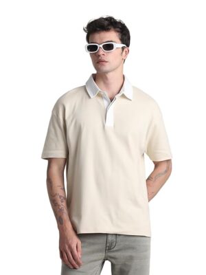 100% Cotton Men's Solid Oversized Fit T-Shirt white