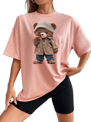 Peach Oversize Tshirt Baggy for Women Cotton Casual Stylish Latest