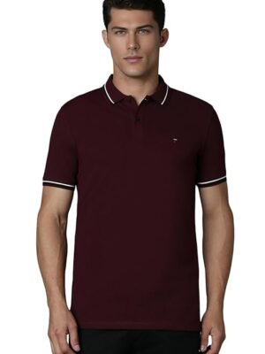 Wine Slim Fit Solid 100% Cotton, Pique Polo Tshirt