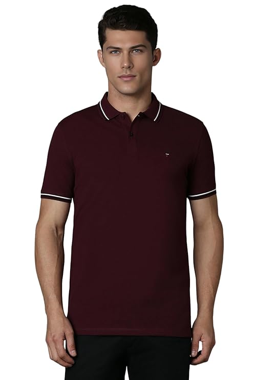 Wine Slim Fit Solid 100% Cotton, Pique Polo Tshirt