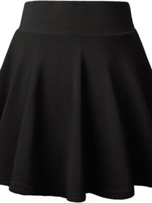 Women's Classic Stretchy All Time Classy Flared Skater Skirt BLACK