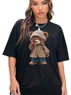 Black Oversize Tshirt Baggy for Women Cotton Casual Stylish Latest