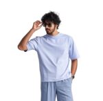 Blue Men's Cotton Casual T-Shirt Comfortable, Relaxed Fit, Crew Neck