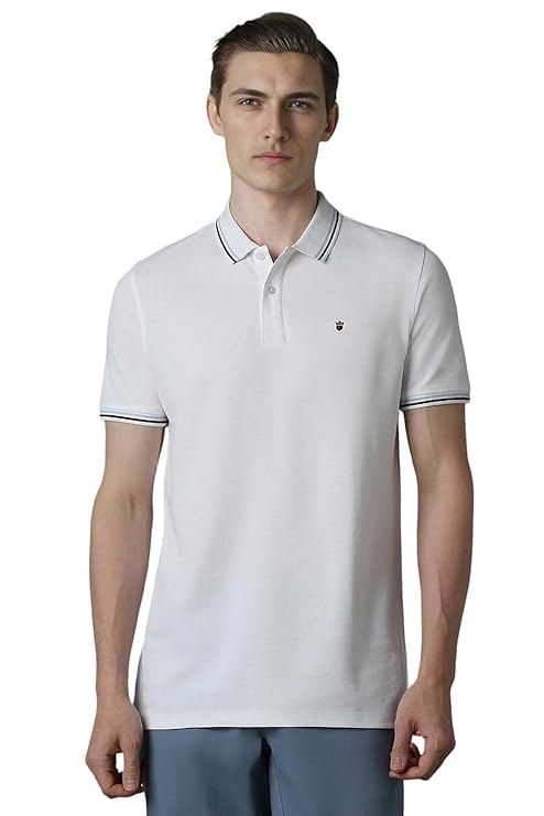 White Slim Fit Solid 100% Cotton, Pique Polo Tshirt