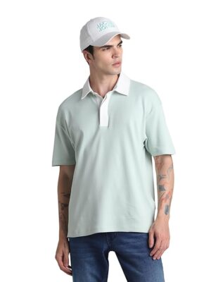 100% Cotton Men's Solid Oversized Fit T-Shirt Green