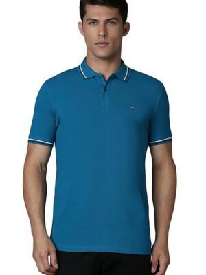 Teal Slim Fit Solid 100% Cotton, Pique Polo Tshirt