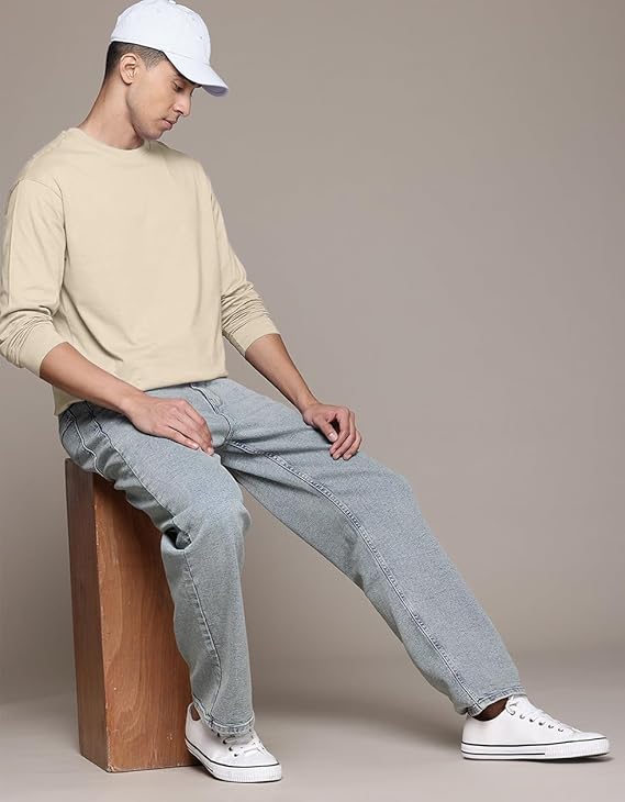 Swan white Cotton Round Neck Regular Fit Solid Full Sleeve T-Shirt for Men / Boys