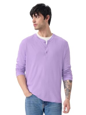 Light Lavender Men Cotton Supima Full Sleeve T-Shirts