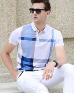 Wihte Sky Blue Mens Regular Fit T-Shirt || Polo T Shirts for Mens