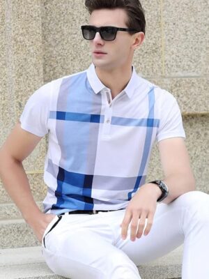 Wihte Sky Blue Mens Regular Fit T-Shirt || Polo T Shirts for Mens