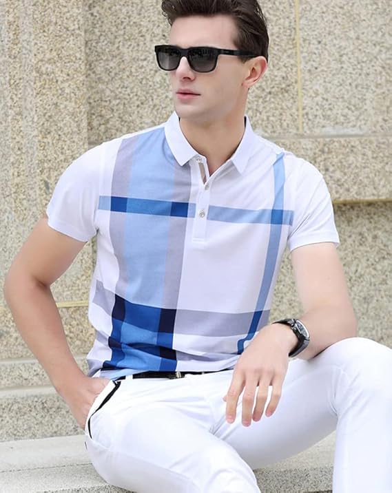 Wihte Sky Blue Mens Regular Fit T-Shirt || Polo T Shirts for Mens