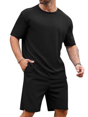 Black Men's T-Shirt and Shorts Set | Top & Shorts Night Suits Set