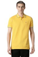 Yellow Slim Fit Solid 100% Cotton, Pique Polo Tshirt