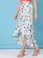 Light Blue Long Skirts for Women Ruffles,Chiffon Fabric