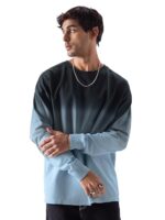 100% Cotton Midnight Black (Ombre) Mens Oversize Fit Full Sleeves Cotton T-Shirt