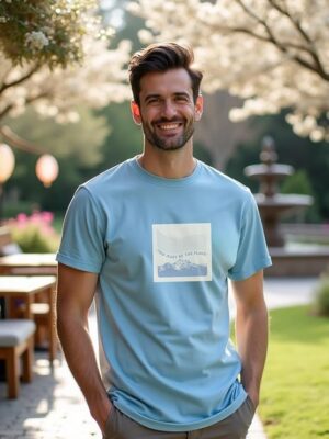 Blue Men's Letter Print Regular Fit T-Shirt