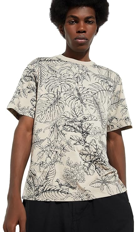 BEIGE Men Regular Fit Printed T-Shirt