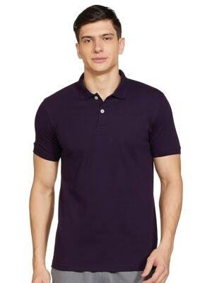 PURPLE Men's Half Sleeves Relaxed Fit Polo Neck T-Shirt
