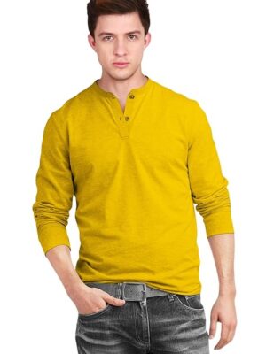 Yellowish Mustard Men’s Cotton Full Sleeve T Shirts for Men