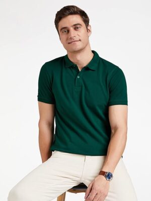Green Solid Cotton Polo T Shirt || Half Sleeves Men's