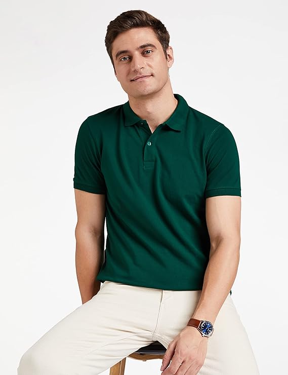Green Solid Cotton Polo T Shirt || Half Sleeves Men's