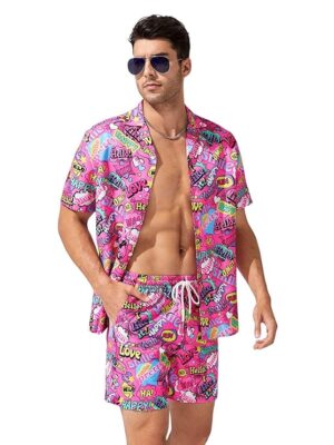 Pink Night Suit for Men | T-Shirt and Shorts Set for Men