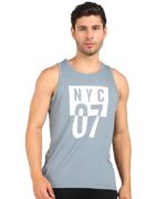 Blue Gray Clothing Men's Cotton Sleeveless Regular Fit T-Shirt