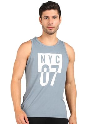 Blue Gray Clothing Men's Cotton Sleeveless Regular Fit T-Shirt