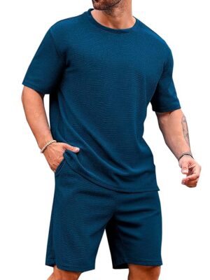 Teal Men's T-Shirt and Shorts Set | Top & Shorts Night Suits Set