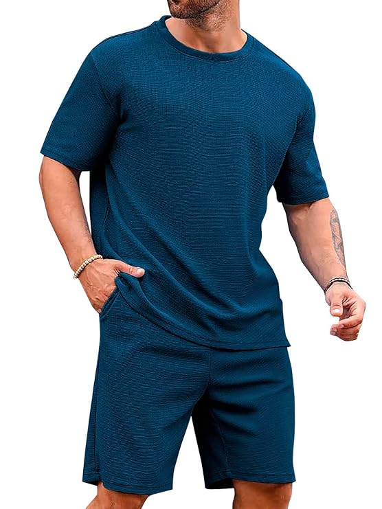 Teal Men's T-Shirt and Shorts Set | Top & Shorts Night Suits Set