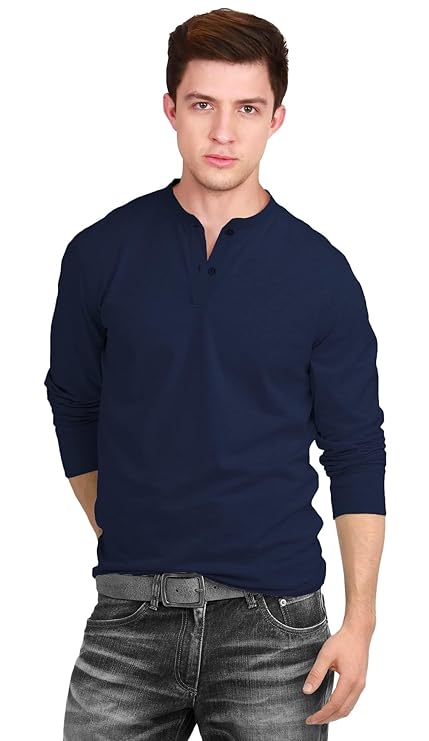 Navy Blue Men’s Cotton Full Sleeve T Shirts for Men