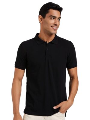 Solid Cotton Polo T Shirt || Half Sleeves Men's Black