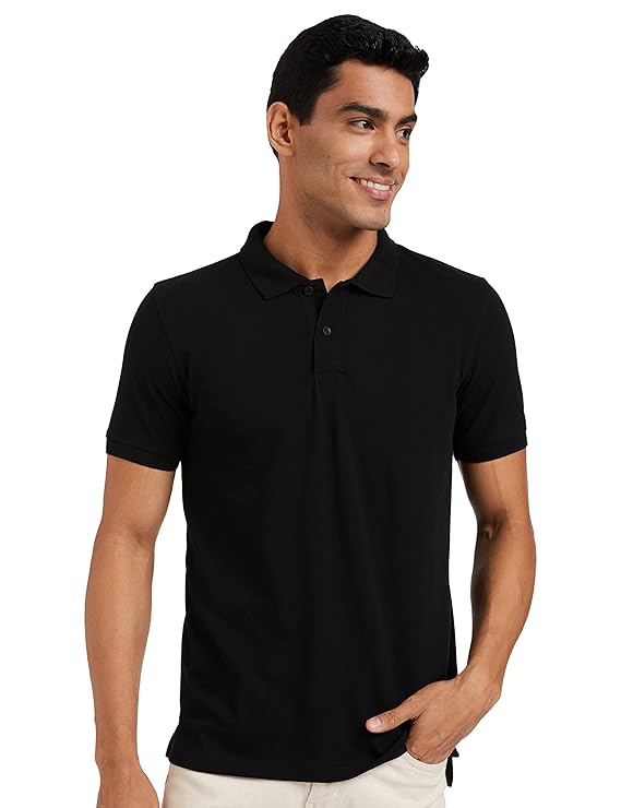 Solid Cotton Polo T Shirt || Half Sleeves Men's Black