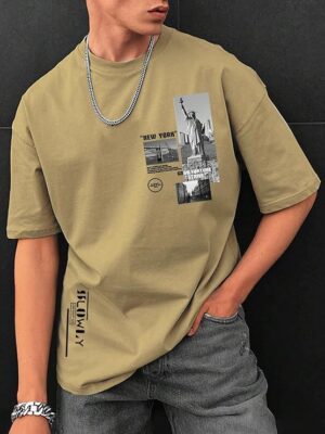 KHAKHI Men Oversized Tshirt || Men T Shirt Printed
