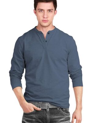 Blue Melange Men’s Cotton Full Sleeve T Shirts for Men