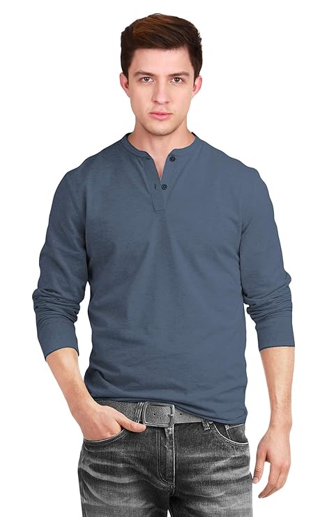 Blue Melange Men’s Cotton Full Sleeve T Shirts for Men
