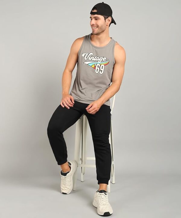 Clothing Men's Cotton Sleeveless Regular Fit T-Shirt Cement