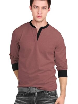 Maroon Black Men’s Cotton Full Sleeve T Shirts for Men