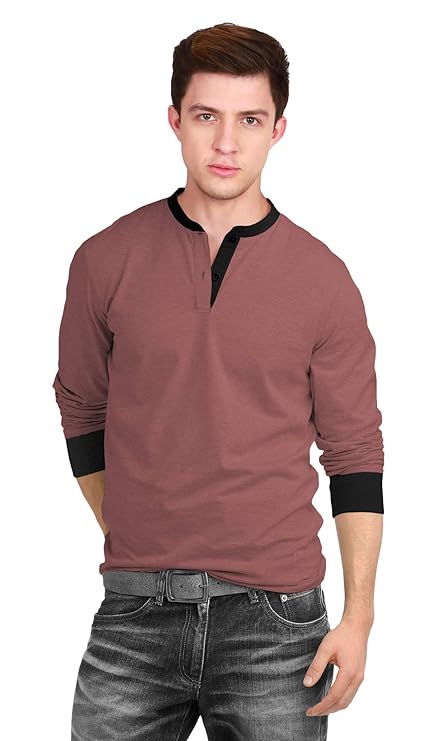 Maroon Black Men’s Cotton Full Sleeve T Shirts for Men