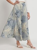 Crepe A-Line Women's Skirts Grey-Blue