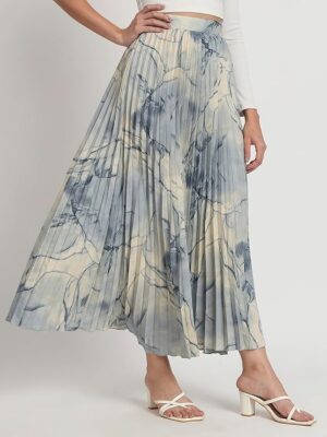 Crepe A-Line Women's Skirts Grey-Blue