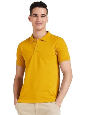 Yellow  Solid Cotton Polo T Shirt || Half Sleeves Men's